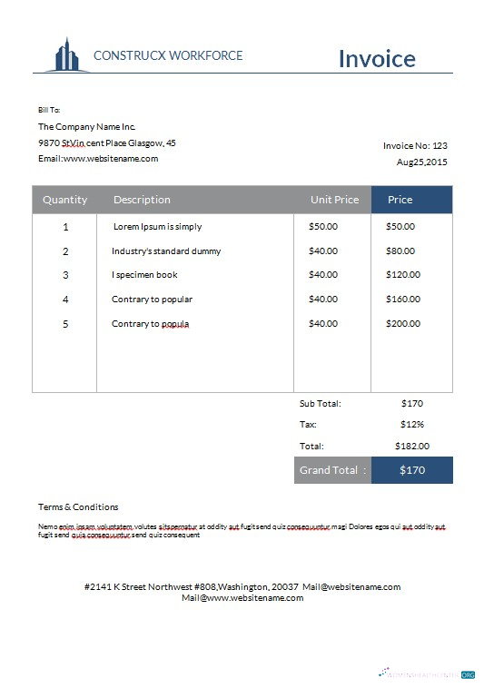 Download Free Architecture Invoice Template Photoshop template